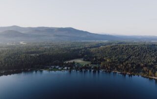 Scenic lake and mountain view near Sandpoint, Idaho on a clear day